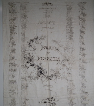 Banner with WW1 names hand written