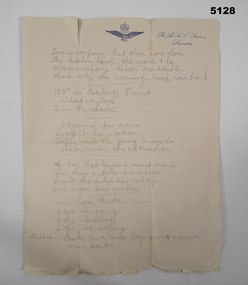 WW2 Risque/Romantic Poetry written on RAAF letterhead.