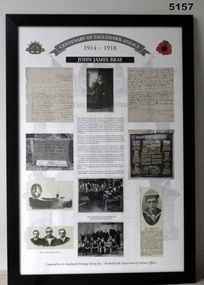 Framed Story re Eaglehawk Soldiers WW1.  "John James Bray"