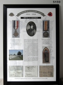 Framed story re Eaglehawk Soldiers WW1 - Roy E G Calvery