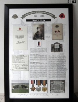 Framed Story re EAGLEHAWK SOLDIER WW1 GEORGE EDDY