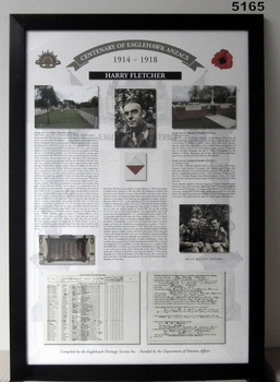 Framed story re Eaglehawk Soldiers WW1