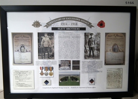 Framed story re Eaglehawk Soldiers WW1.