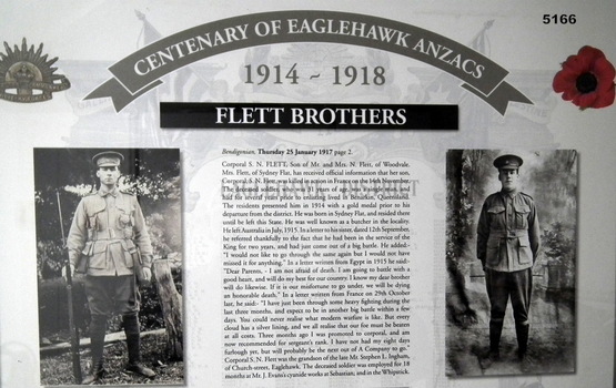Framed story re Eaglehawk Soldiers WW1.