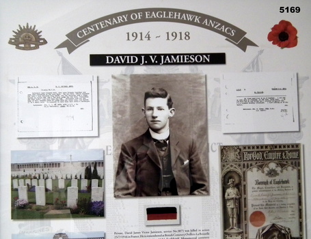 Framed story re Eaglehawk Soldiers WW1 - David J.V.Jamieson