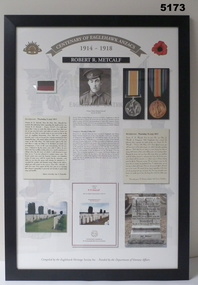 FRAMED STORY RE EAGLEHAWK SOLDIERS WW1 - ROBERT R. METCALF