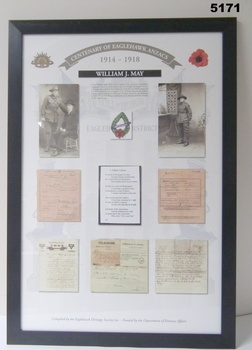 Framed story re Eaglehawk Soldiers WW1
