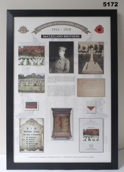 Framed story re Eaglehawk Soldiers WW1 - McClelland Brothers