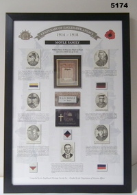 Framed story re Eaglehawk Soldiers WW1 - Moyle Family