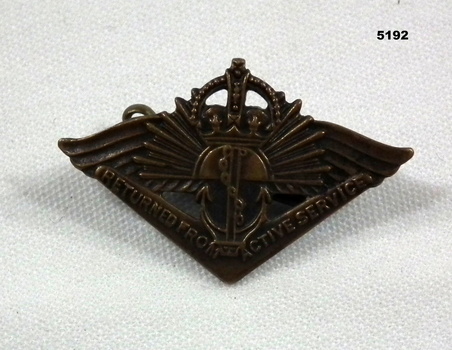 Returned from Active Service Badge.