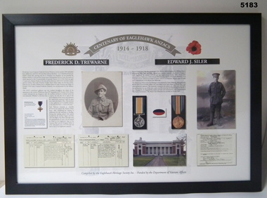 Framed story re Eaglehawk Soldiers WW1