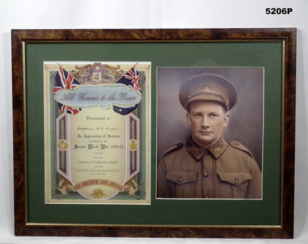 Framed half portrait of a soldier.