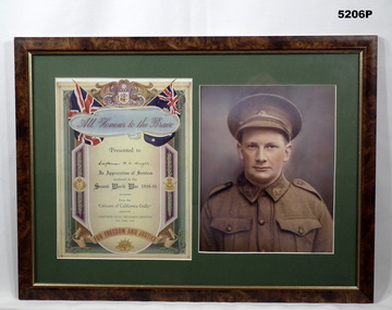 Framed half portrait of a soldier.