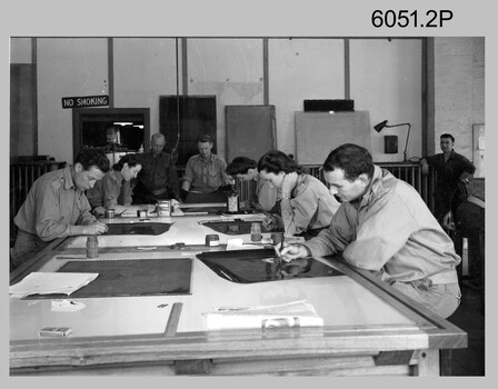 Technicians retouching reproduction material at the Army Survey Regiment c1960s