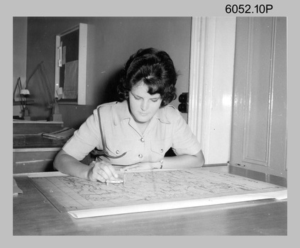 PTE BJ Madex scribing linear feature at the Army Survey Regiment Oct 1961