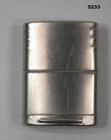 Silver coloured cigarette lighter engraved.
