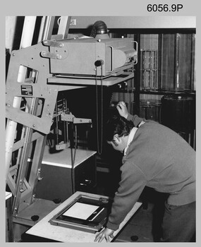 Photographic equipment operated by technicians at the Army Survey Regiment, Fortuna Villa Bendigo. c1970s