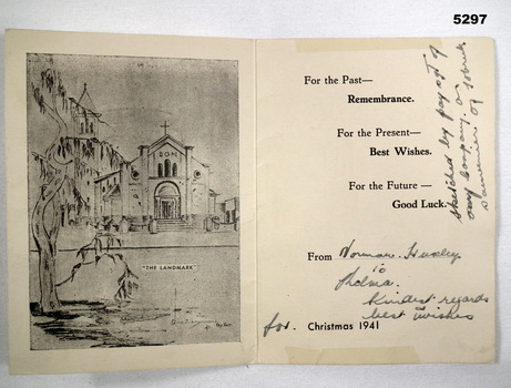Postcard from Norman Huxley from Tobruk - middle pages.