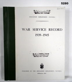 Facsimile of Victorian Education Department WW2 Records.