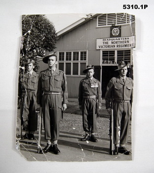 Two photos of 38th Battalion soldier's Colour Party.