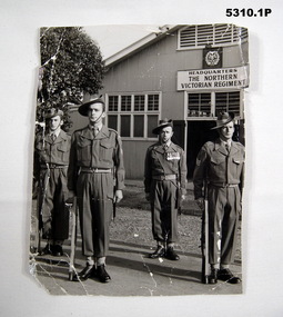 Two photos of 38th Battalion soldier's Colour Party.