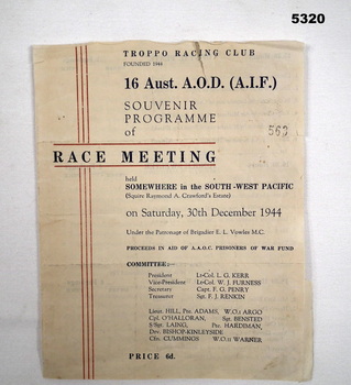 Program for a Race Meeting in 1944.