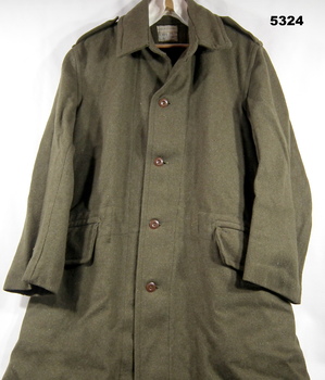 Khaki, woollen great coat for Defence Corp.