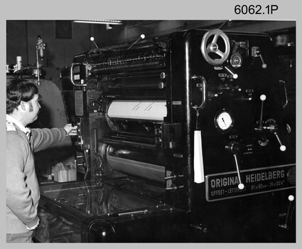 Original Heidelberg Printing Press at the Army Survey Regiment, Fortuna Villa Bendigo. c1980s