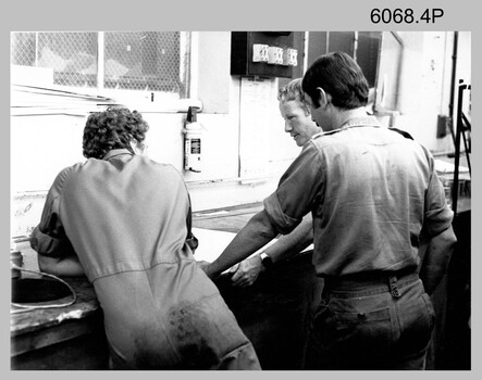 Quality checks by Printer Technicians at the Army Survey Regiment, Fortuna Villa Bendigo. c1980s