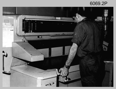 Bulk printed maps trimmed by Printer Technician at the Army Survey Regiment. Fortuna Villa Bendigo. c1970s 