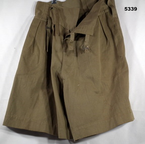 Khaki cotton Army shorts.