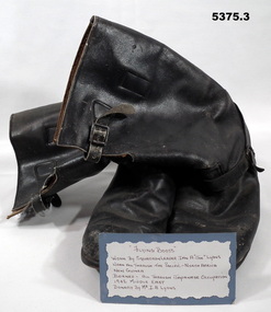 Pair of black leather RAAF flying boots.