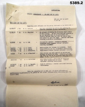 Disbandment letter containing Officers skills.