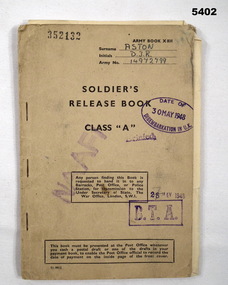 Booklet Soldiers Release Book Class “A”