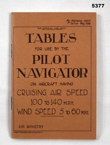 Booklet with charts for the speed and drift angles.