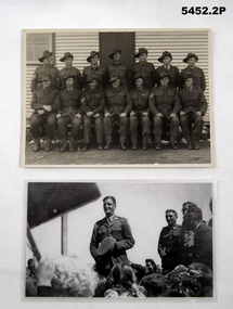 Photographs of group of soldiers and soldiers at a ceremony 