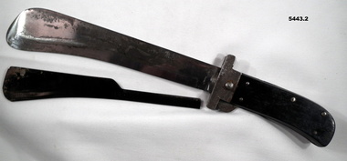 Machete with folding blade and guard.