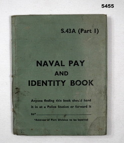 BOOK - Naval pay and identity book for PELL Jim
