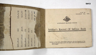 Administrative record - RECORD OF SERVICE BOOK WW2, 29.2.1940