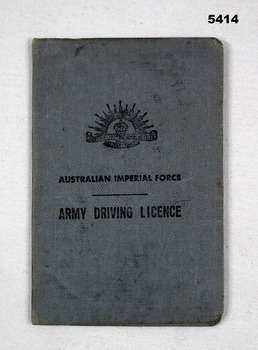 Australian Army Drivers licence WW2