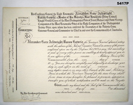 Certificate of appointment of an Officer