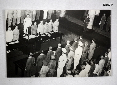 Photograph black and white of the Japanese surrender WW2