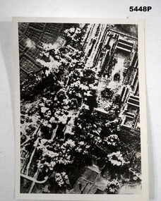 Photograph black an white  aerial bombing .