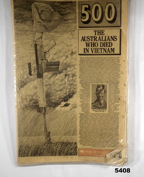 Newspaper print of the Australians who died in Vietnam