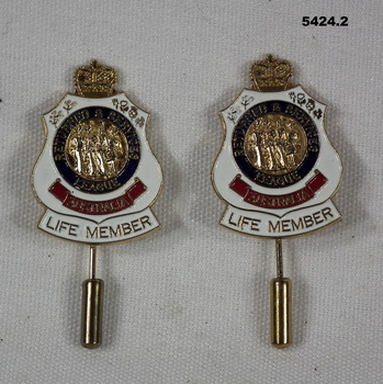 Two life membership badges RSL