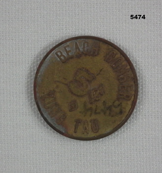 Token coin used at the “Beach combers  Vung Tau”