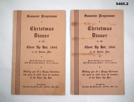 SOUVENIR PROGRAMME CHRISTMAS DINNER 1944