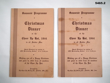 SOUVENIR PROGRAMME CHRISTMAS DINNER 1944