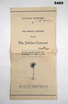 Souvenir programme from the Moresby Microbes. New Guinea 