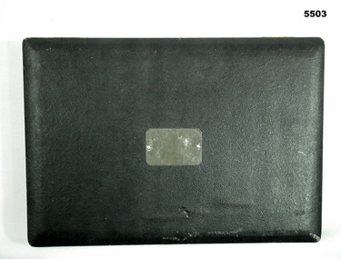 Black hinged box containing seventeen air navigation instruments.